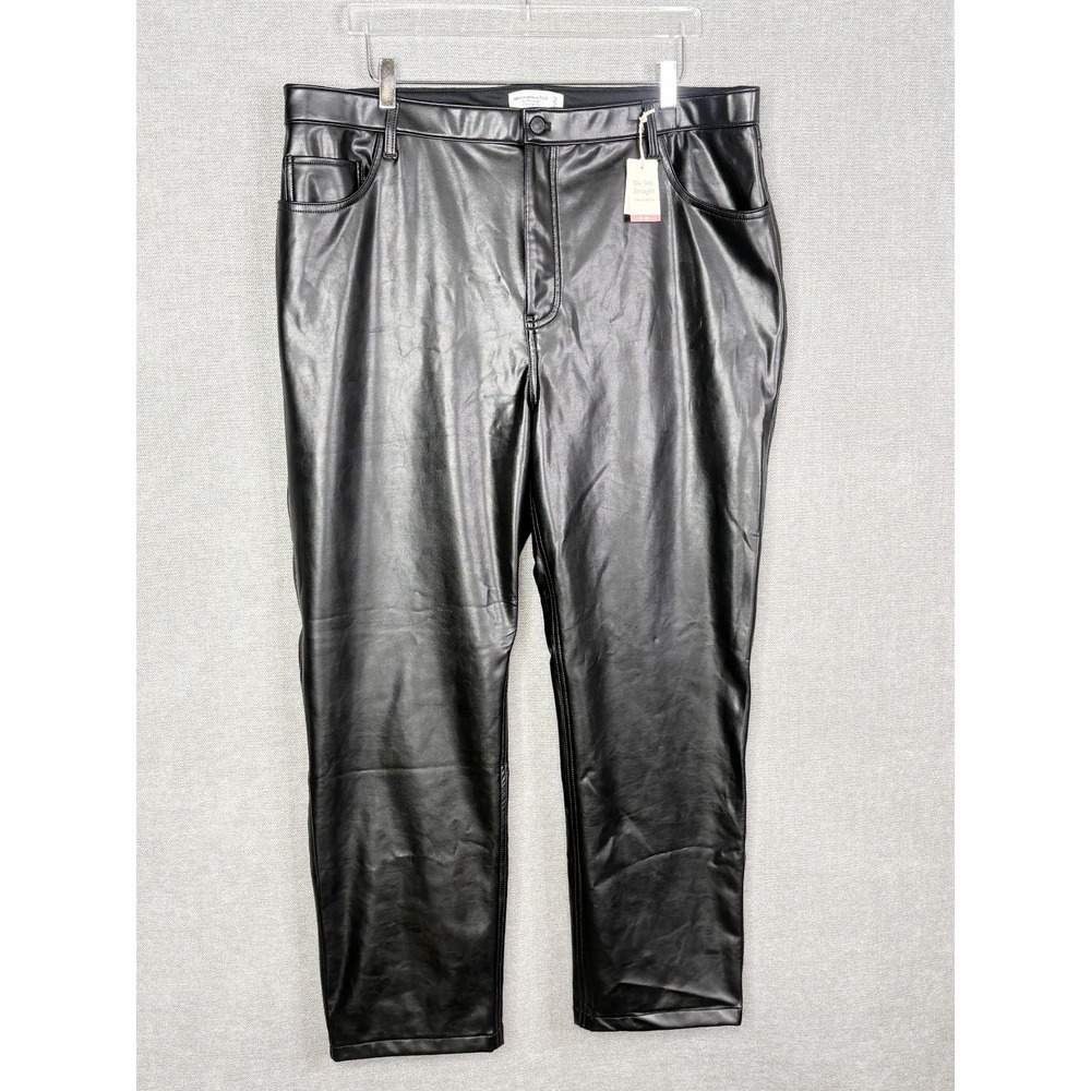 Abercrombie Fitch Womens 20 35 Black Vegan Leather 90s Straight Ultra High Rise